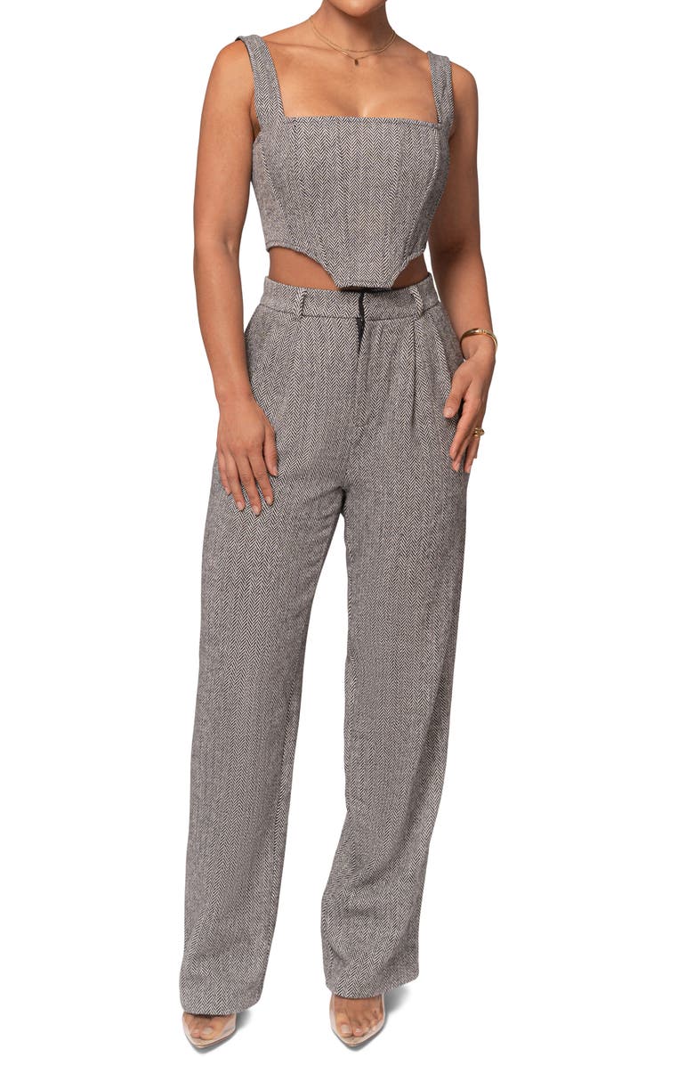 JLUXLABEL Herringbone Crop Corset Top, Alternate, color, Black