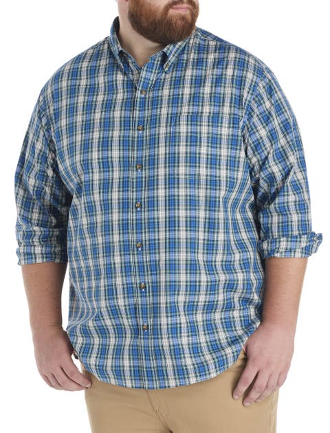 Big & Tall Easy-Care Small Plaid Sport Shirt