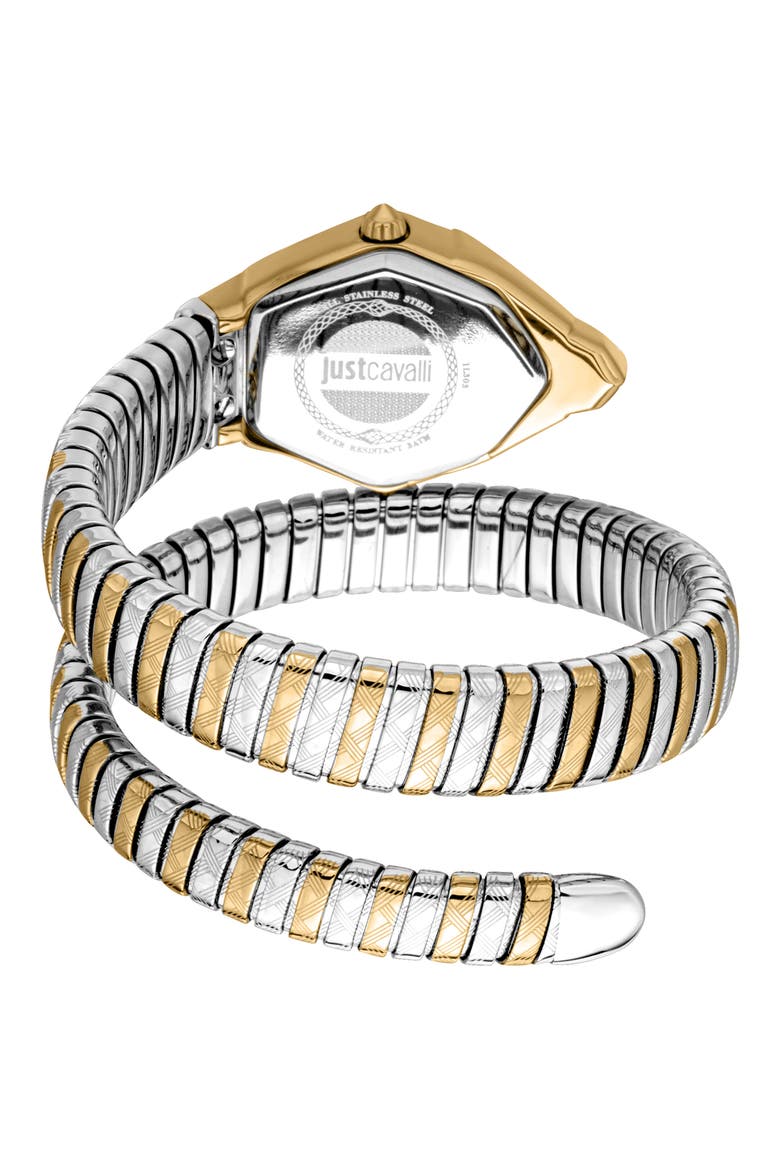 Snake Bracelet Watch, 23mm x 32mm, Alternate, color, TWO TONE SILVER / GOLD