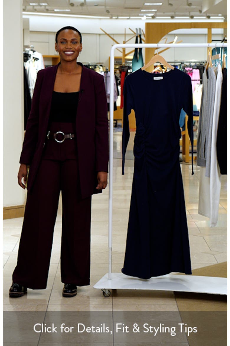 Side Ruched Long Sleeve Stretch Cotton Dress video