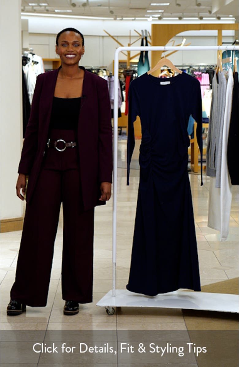 Side Ruched Long Sleeve Stretch Cotton Dress, sales video thumbnail