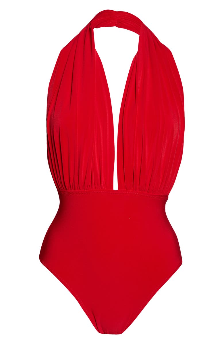 Norma Kamali Halter Low Back One-Piece Swimsuit, Alternate, color,