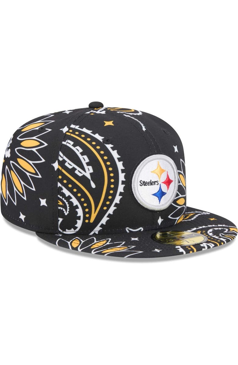 New Era Men's New Era Black Pittsburgh Steelers Paisley 59FIFTY Fitted Hat, Alternate, color, Black