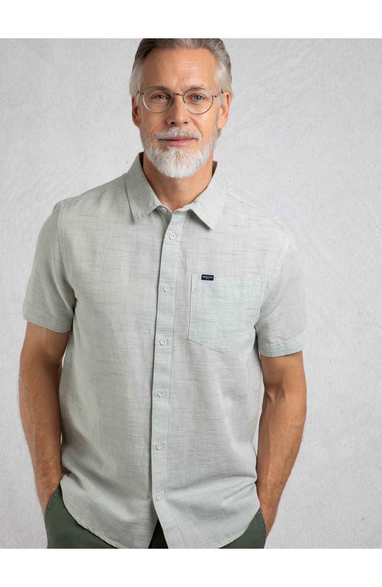 Weird Fish Washton Short Sleeve Shirt, Main, color, Army Green