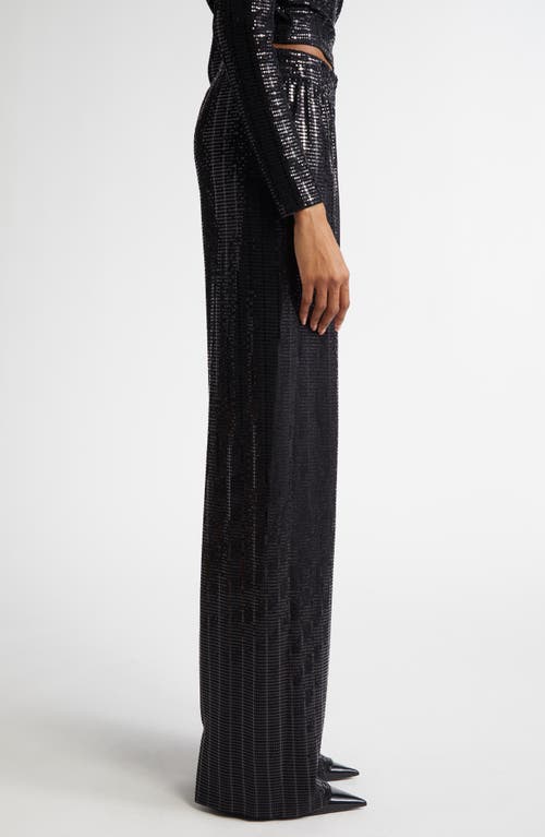 Alice And Olivia Elba Sequined Straight-leg Pants In Black