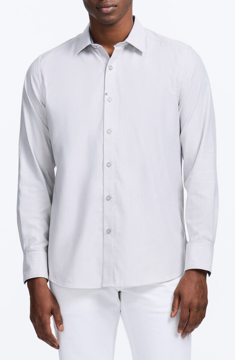 Robert Graham Charlton Button-Up Shirt, Main, color, Light Grey