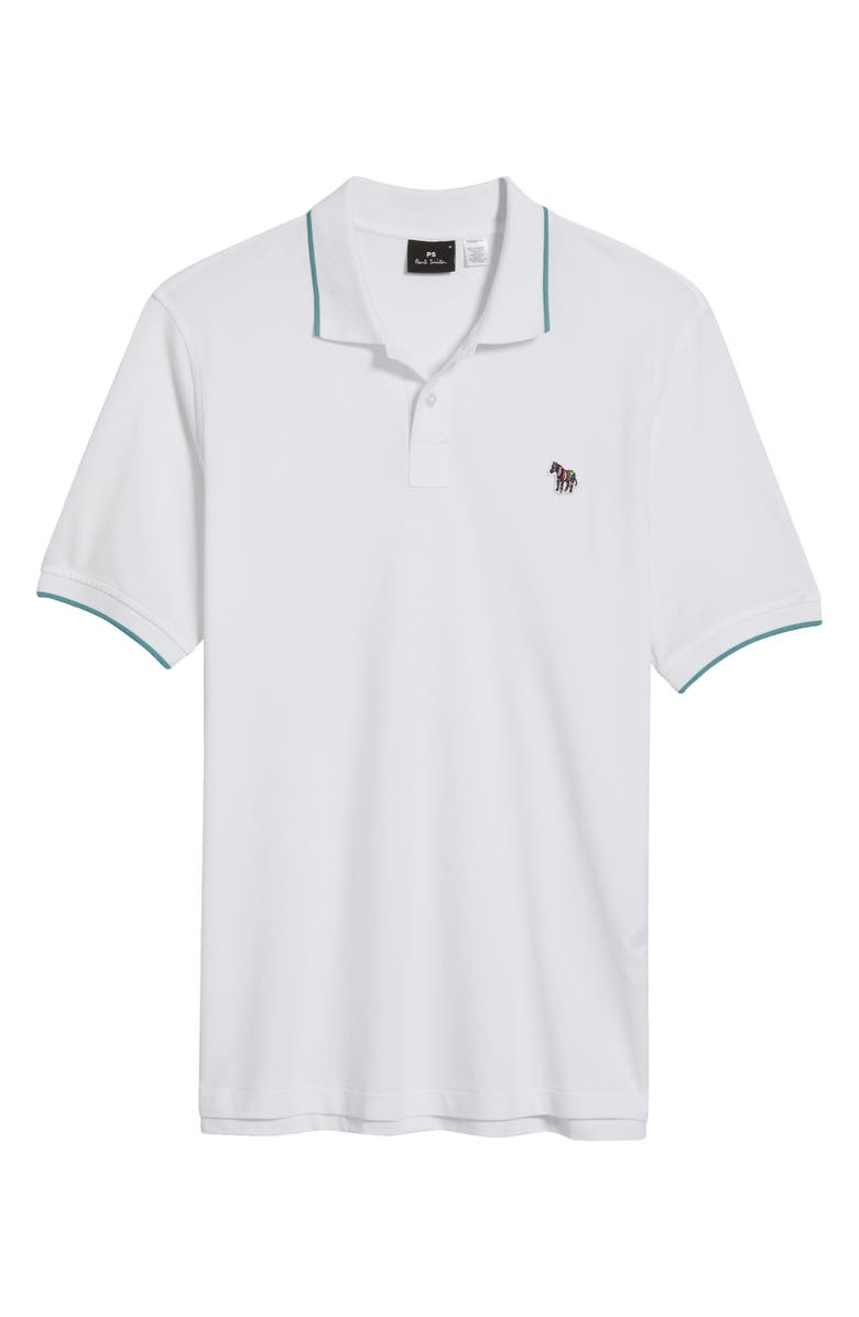 PS Paul Smith Zebra Organic Cotton Piqué Polo, Alternate, color, White
