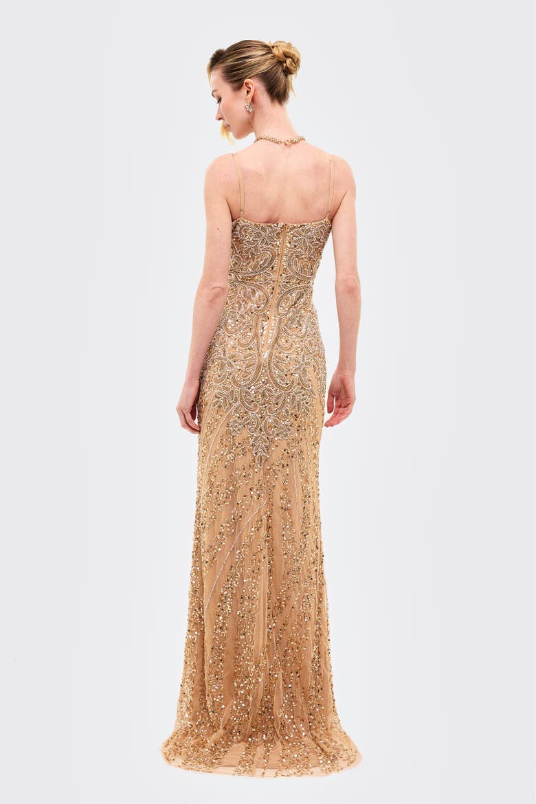 Embellished Sequin Maxi Dress With Trail, Alternate, color, RICHMOND