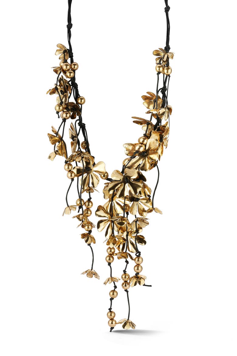 Flower Necklace, Main, color, GOLD