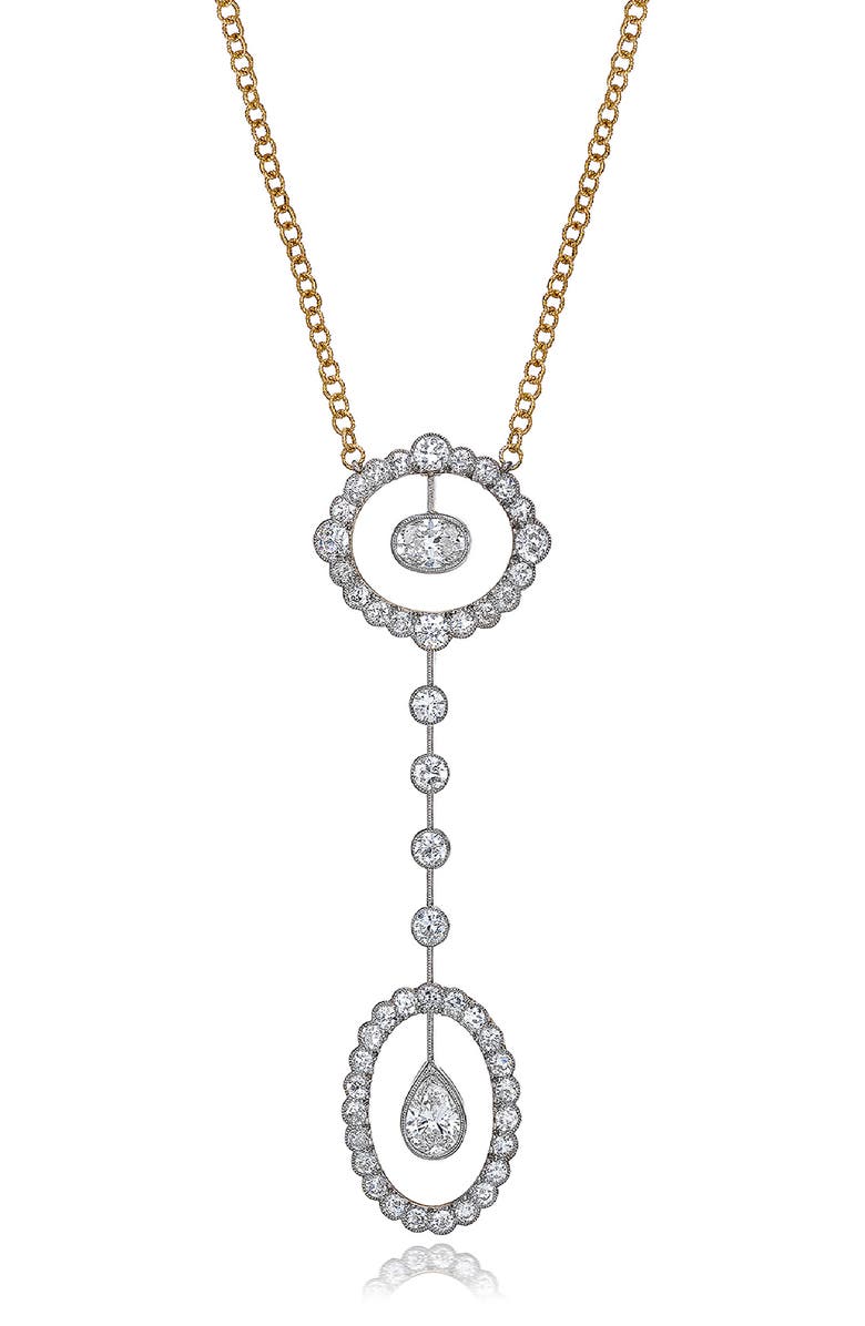 Mindi Mond Double Floating Pendant Necklace, Main, color, Plat 18Kyg