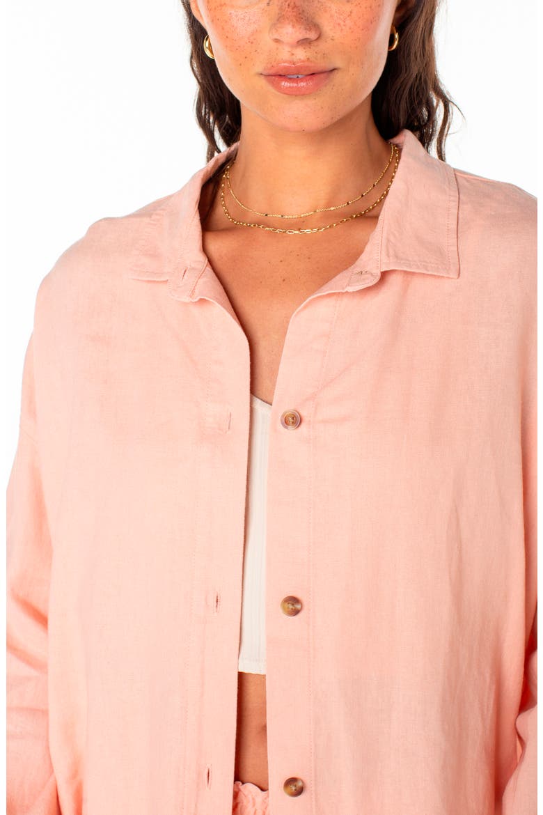 Morning Time Linen Blend Button-Up Shirt, Alternate, color, ROSE CLOUD SOLID