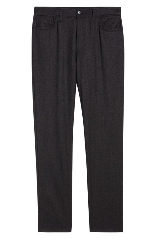 Canali Regular Fit Lightweight Wool Flannel Pants In Black