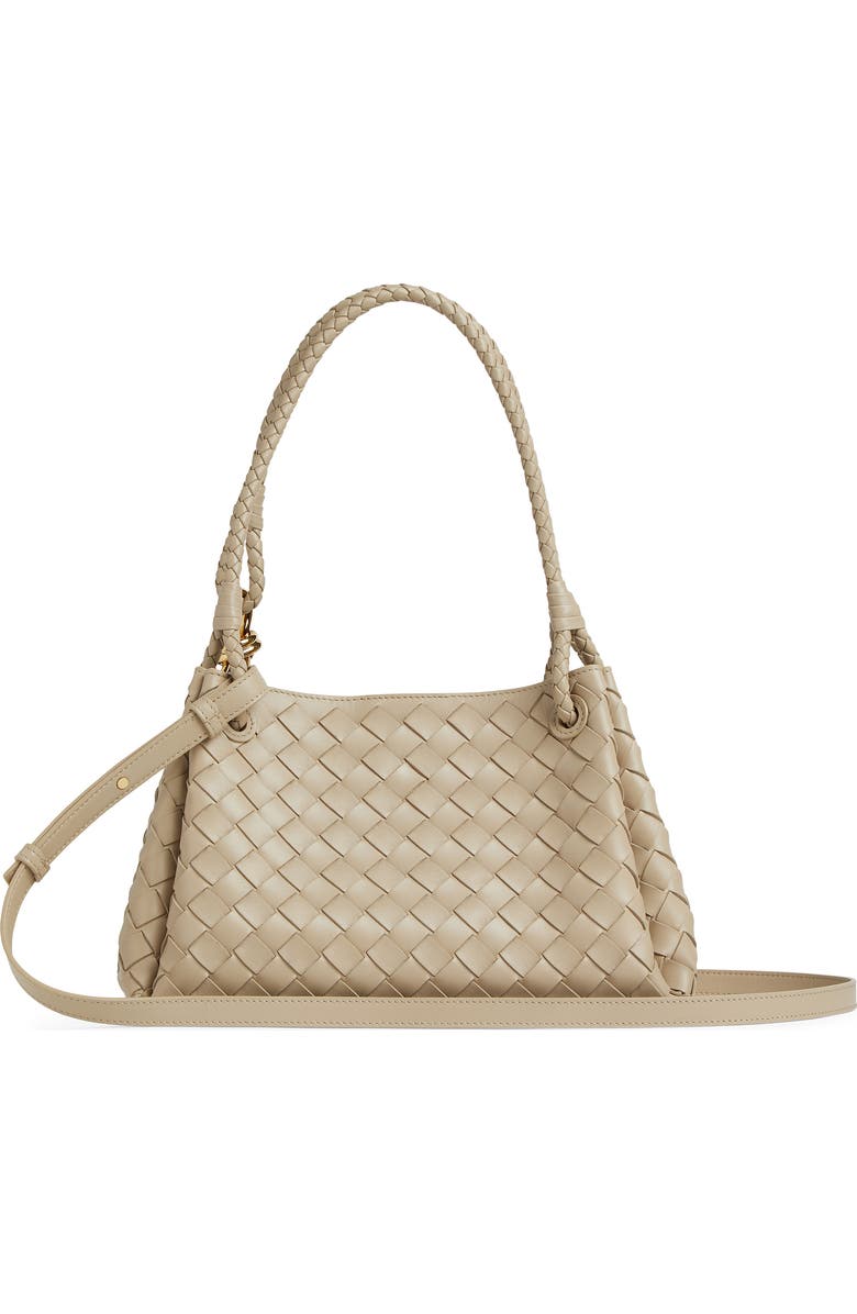 Bottega Veneta Small Parachute Intrecciato Leather Shoulder Bag, Main, color, 9614 Ecru-Muse Brass