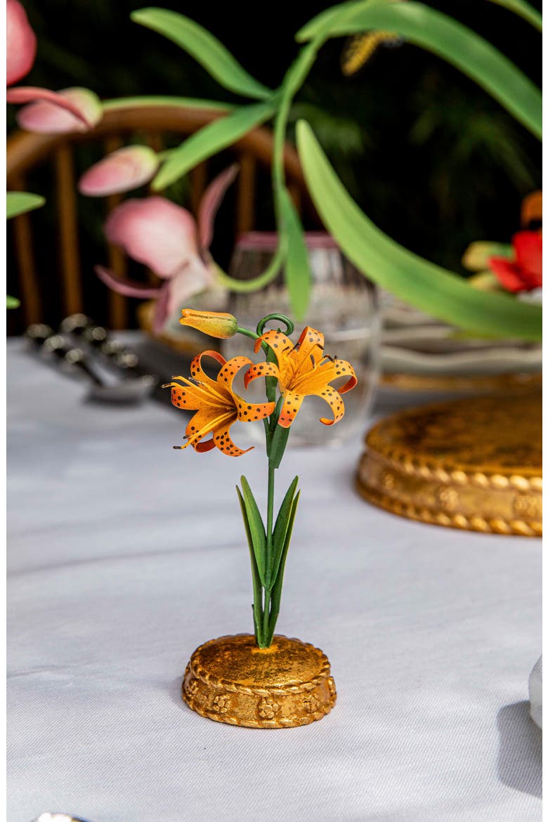 Meadow Walk Tiger Lily Place Card Holder, Alternate, color, ORANGE
