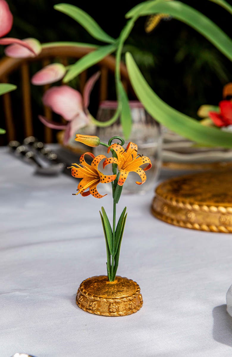 Juliska Meadow Walk Tiger Lily Place Card Holder, Alternate, color, Orange