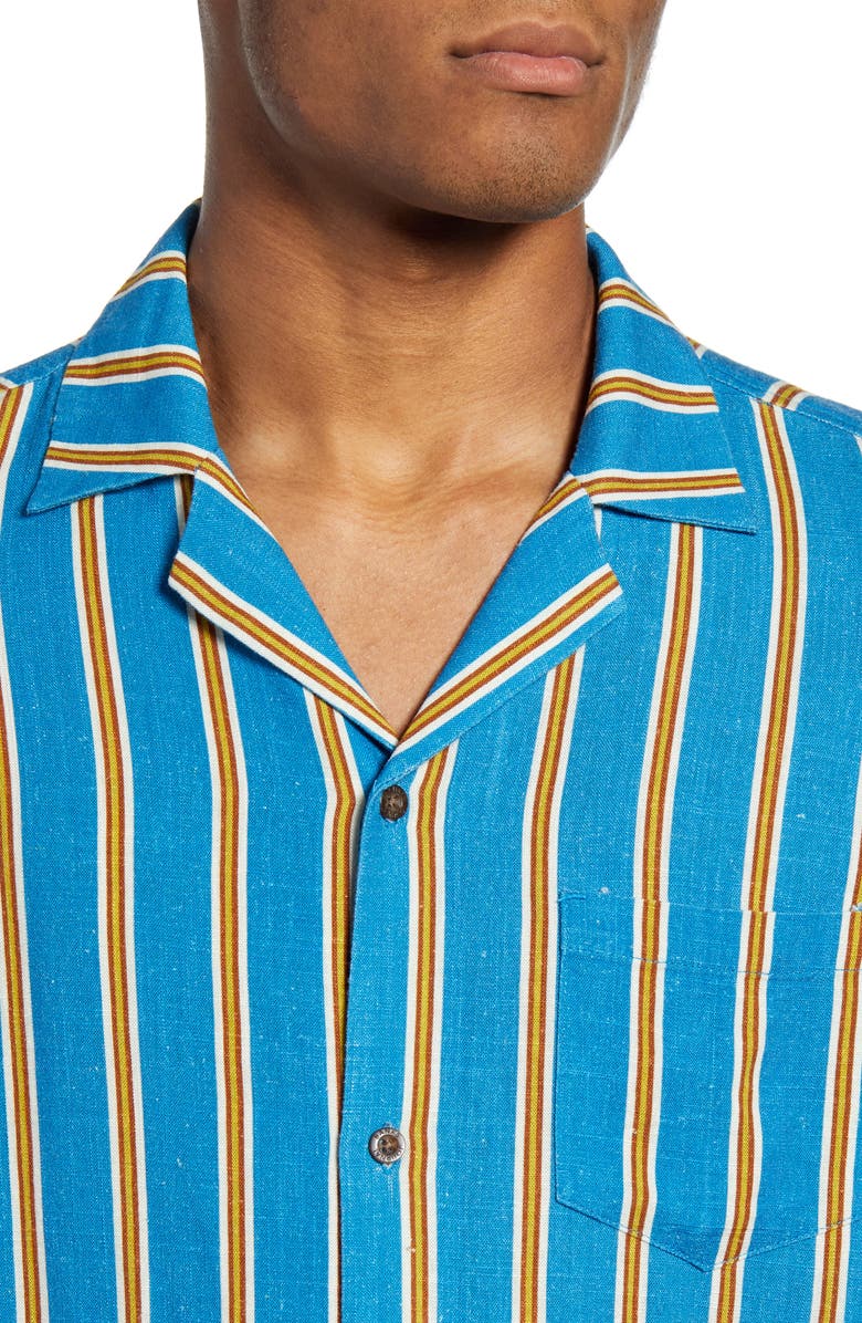 Banks Journal Drop Stripe Short Sleeve Button-Up Camp Shirt, Alternate, color,