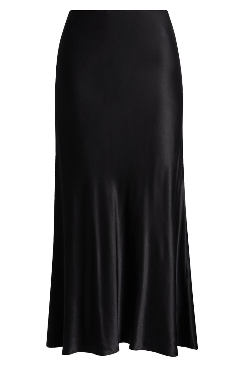Anya Satin Midi Skirt, Alternate, color, BLACK