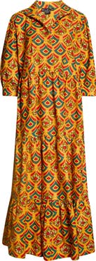 The Oula Company Crown Print Tiered Midi Dress
