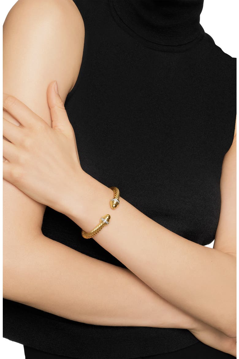 Classic Cablespira® Bracelet in 18K Yellow Gold with Diamonds, 7mm, Alternate, color, YELLOW GOLD/ DIAMOND