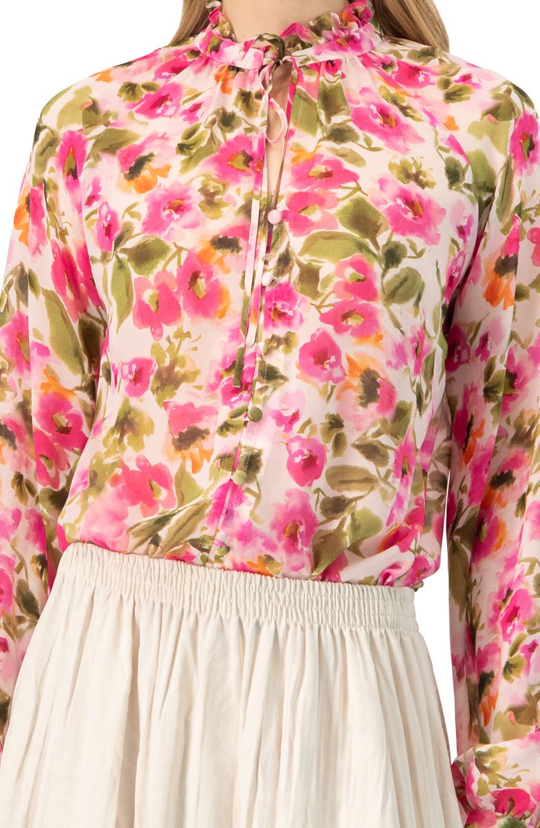 IVONNE Floral High Neck Blouse, Alternate, color, Multicolor-Pink