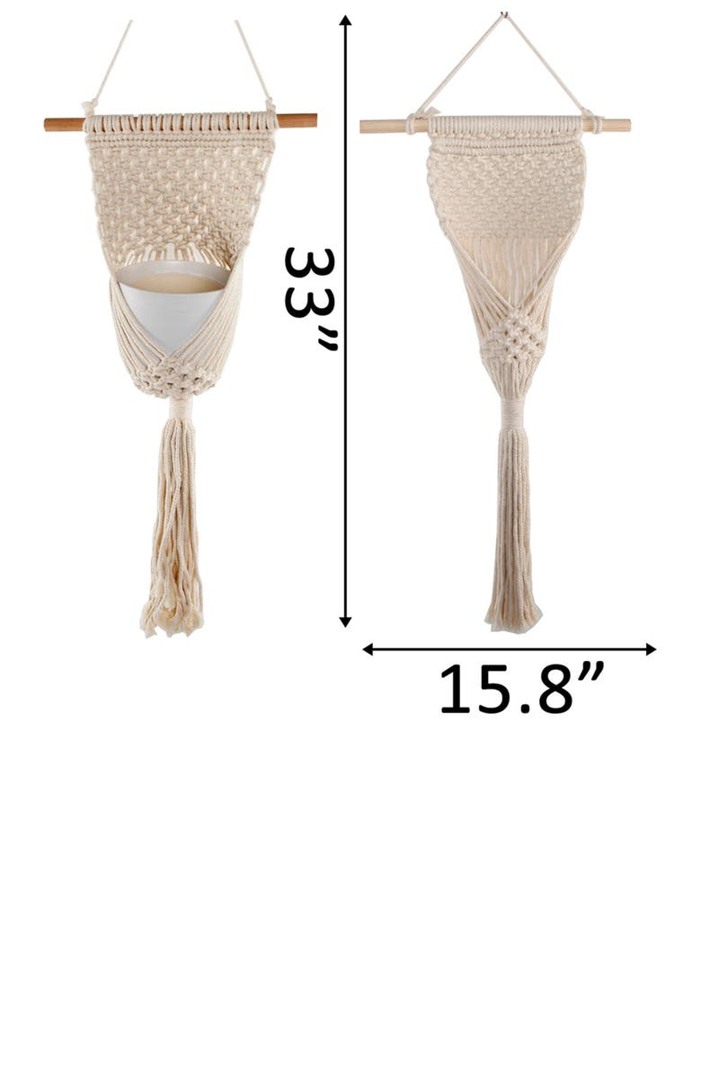 FLORA BUNDA 33" Macramé Plant Hanger, Alternate, color, White