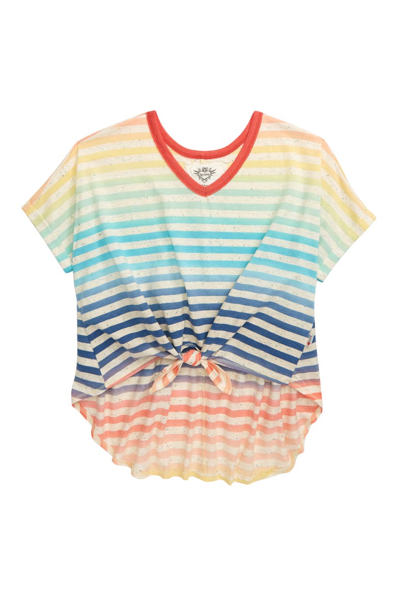 Stripe Knot Hem T-Shirt, Main, color, PINK