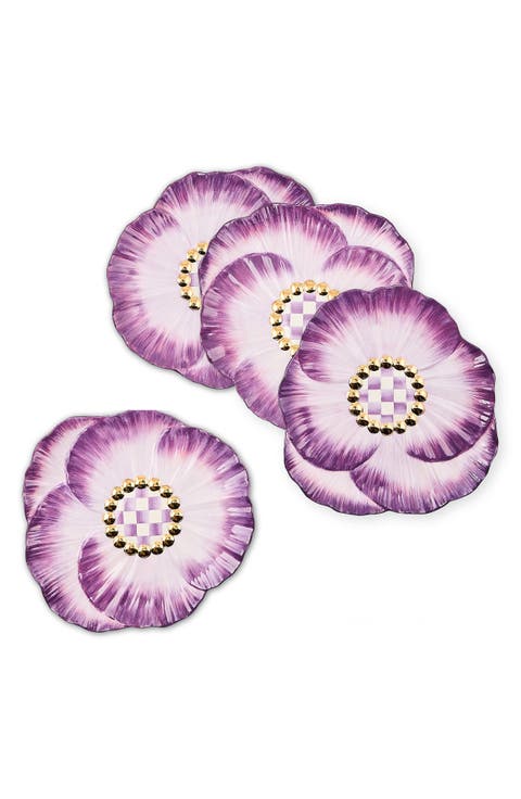 Pansy Party Set of 4 Ceramic Dessert Plates