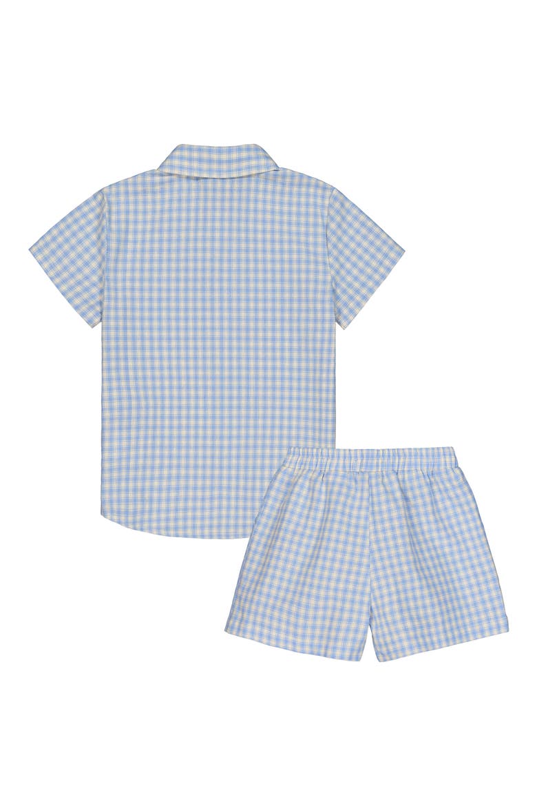 Gingham Short Sleeve Button-Up Shirt & Shorts Set, Alternate, color, LIGHT BLUE
