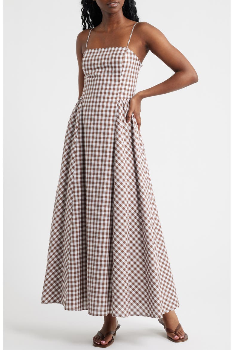 Kalley Sleeveless Cotton Maxi Dress, Main, color, BROWN