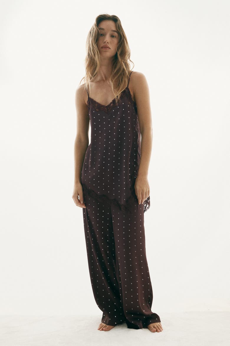 Satin Pyjamas, Main, color, Dark brown/polka dot