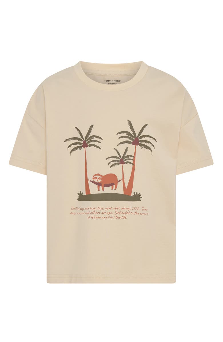 TINY TRIBE Kids' Chillin' Graphic T-Shirt, Main, color, Cream