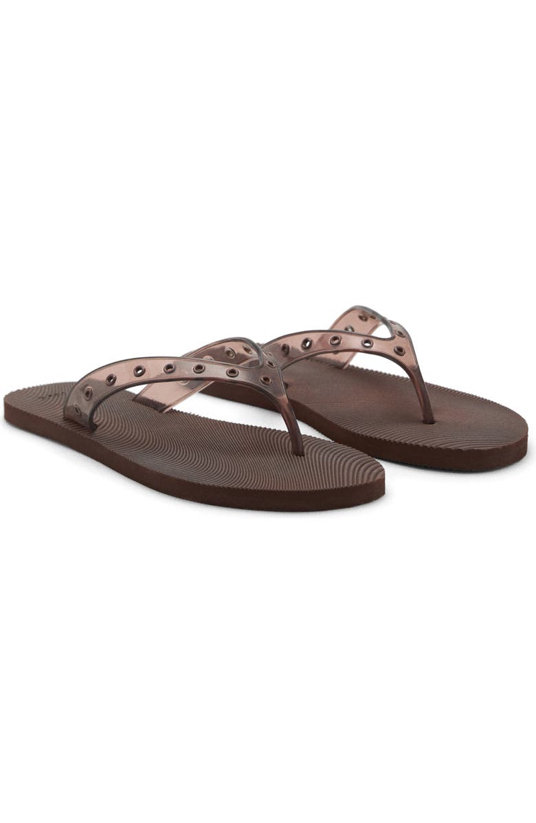 MANGO Grommet Detail Flip Flop, Main, color, Chocolate