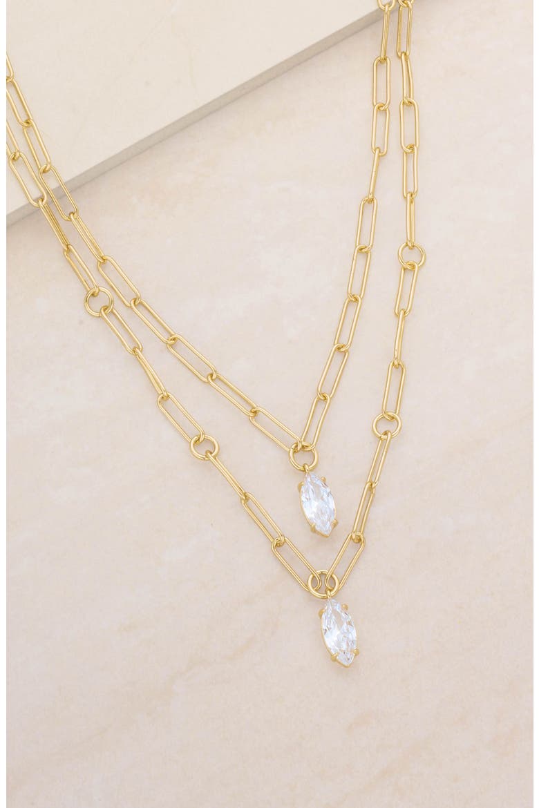 Layered Paperclip Link Pendant Necklace, Alternate, color, GOLD