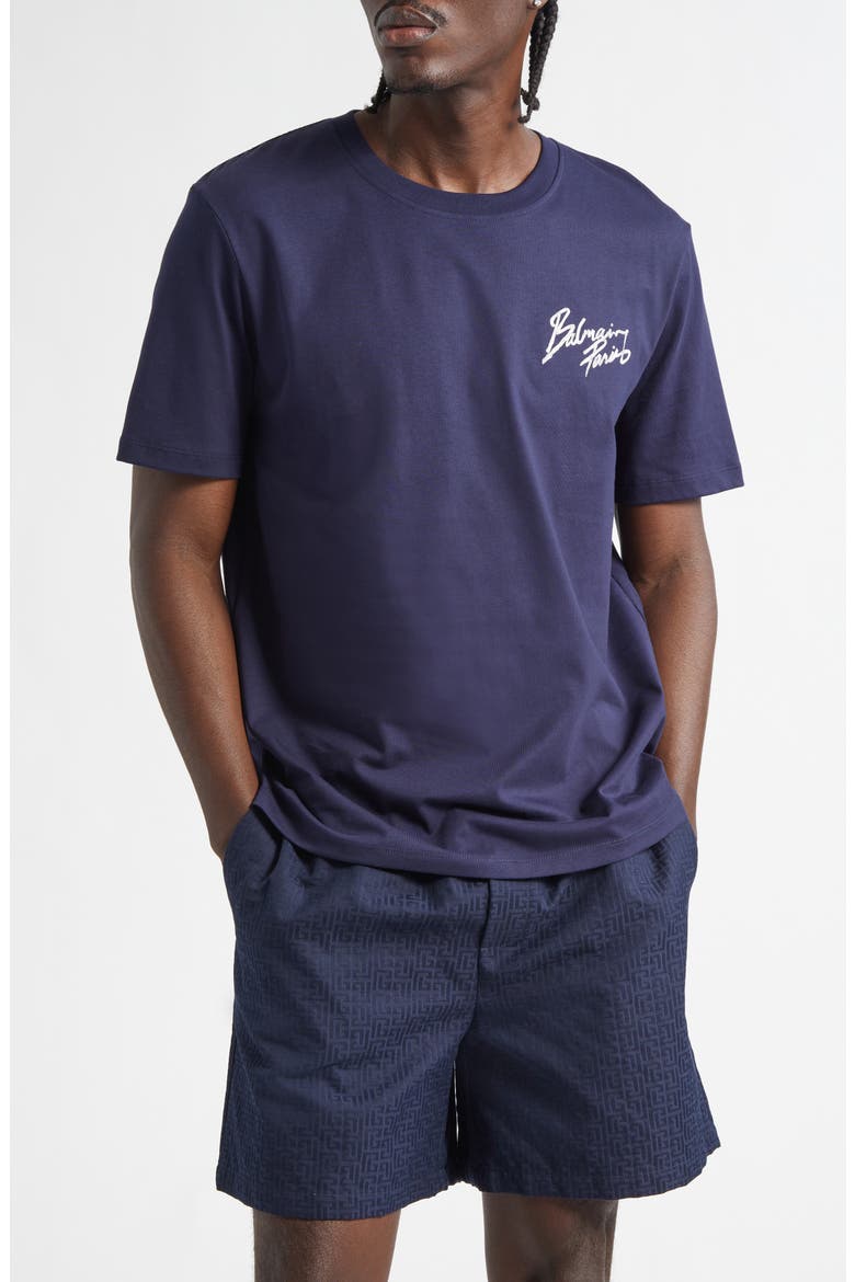 Paris Print Cotton T-Shirt, Main, color, SIV NAVY/ WHITE