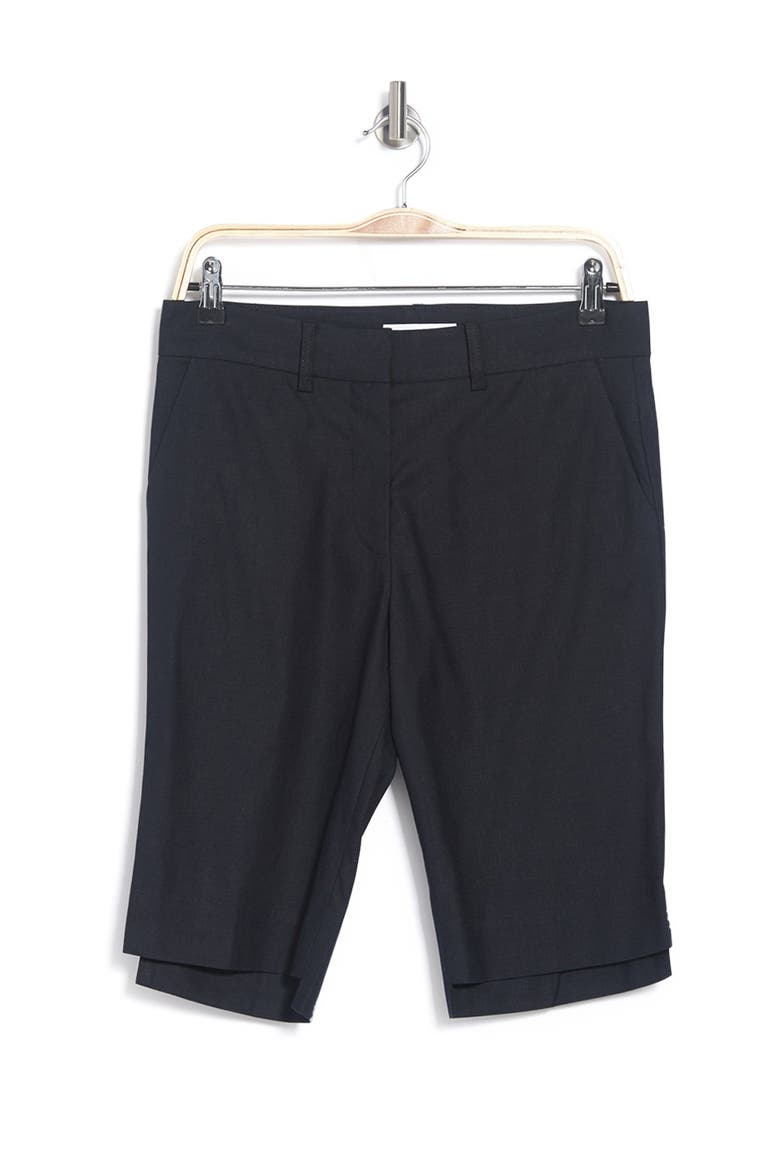 High Waist Linen Blend Trouser Shorts, Alternate, color, NAVY