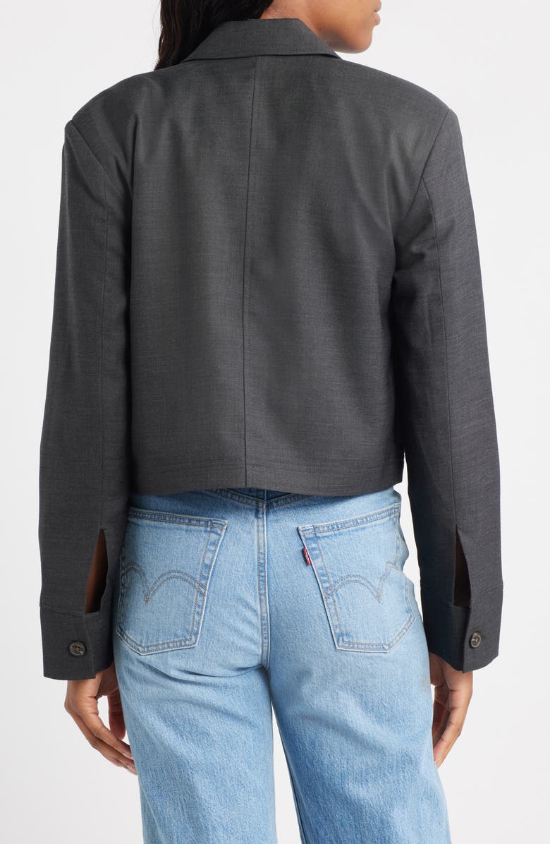Topshop Crop Zip Jacket, Alternate, color, Charcoal