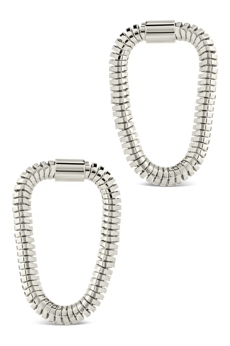 Chunky Snake Chain Front Ring Drop Earrings, Alternate, color, SILVER