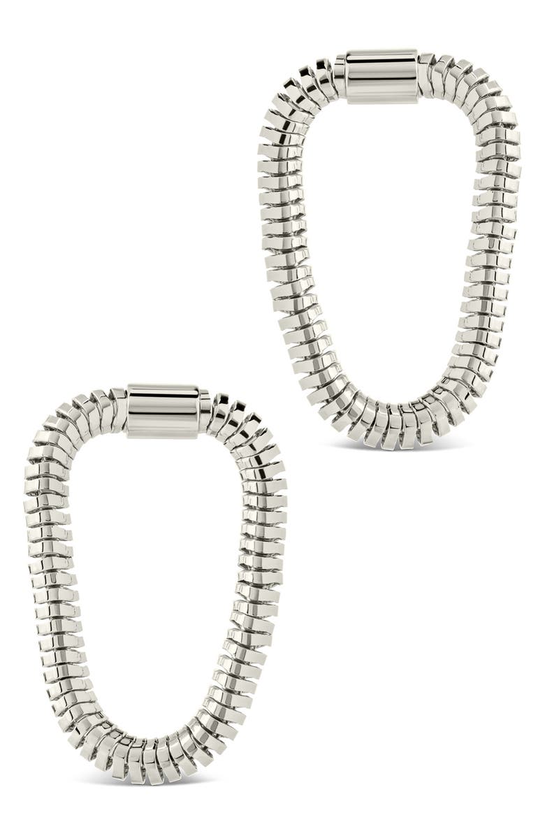 Sterling Forever Chunky Snake Chain Front Ring Drop Earrings, Alternate, color, Silver