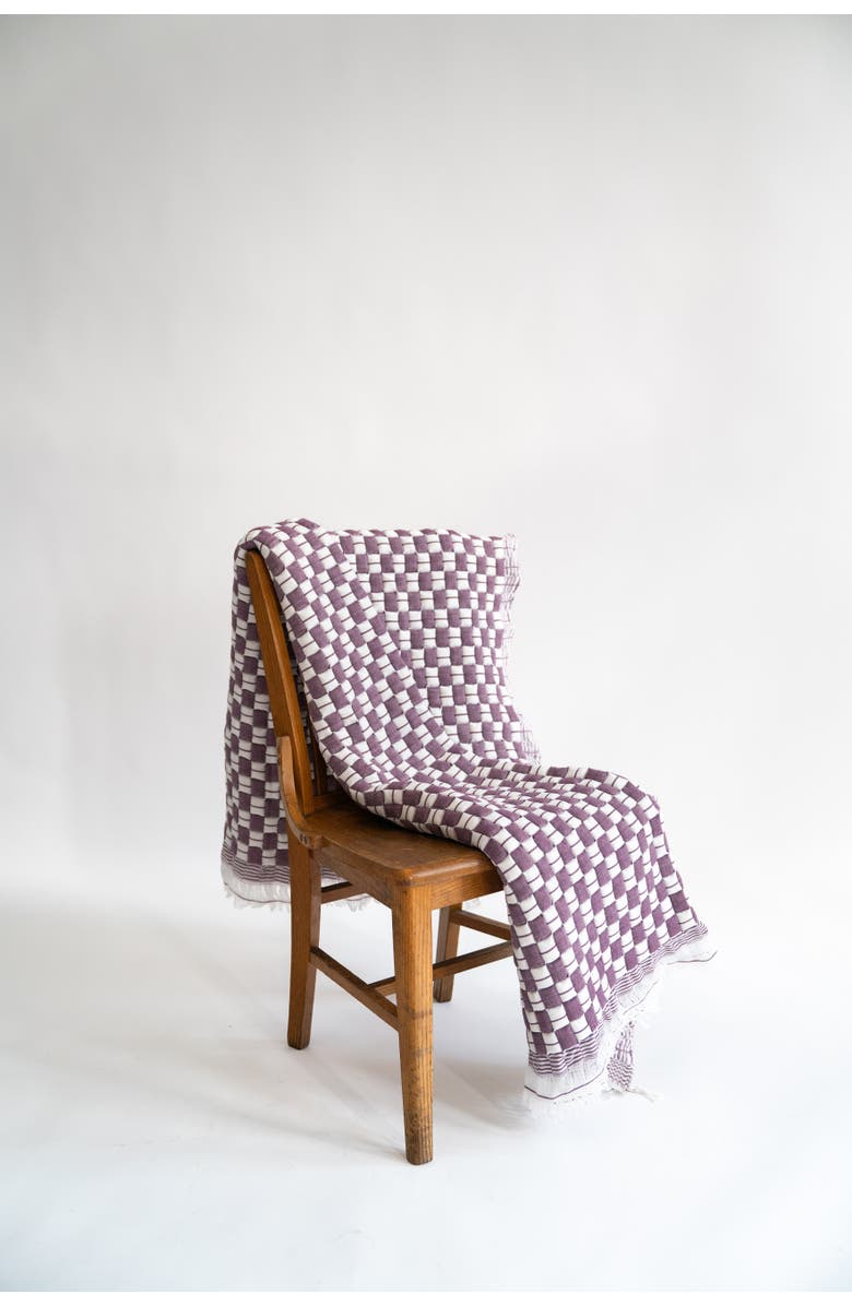 Inner Child Purple Checkered Sujani Quilt, Alternate, color, King