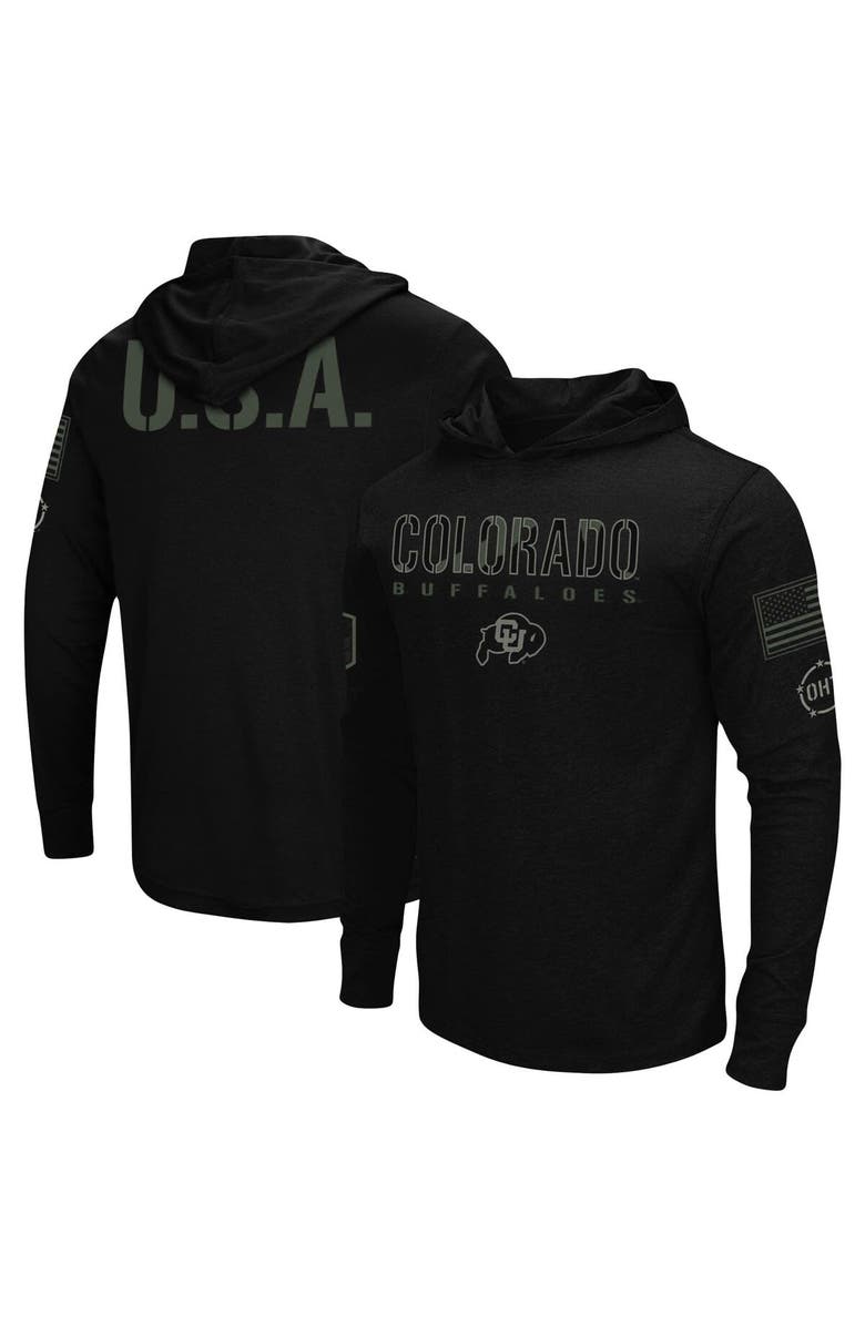 COLOSSEUM Men's Colosseum Black Colorado Buffaloes OHT Military Appreciation Hoodie Long Sleeve T-Shirt, Alternate, color, Black