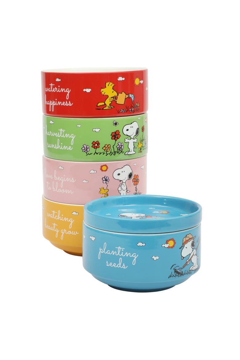 Snoopy's Garden Patch Stackable Stoneware Bowl Set, Alternate, color, Assorted Colors