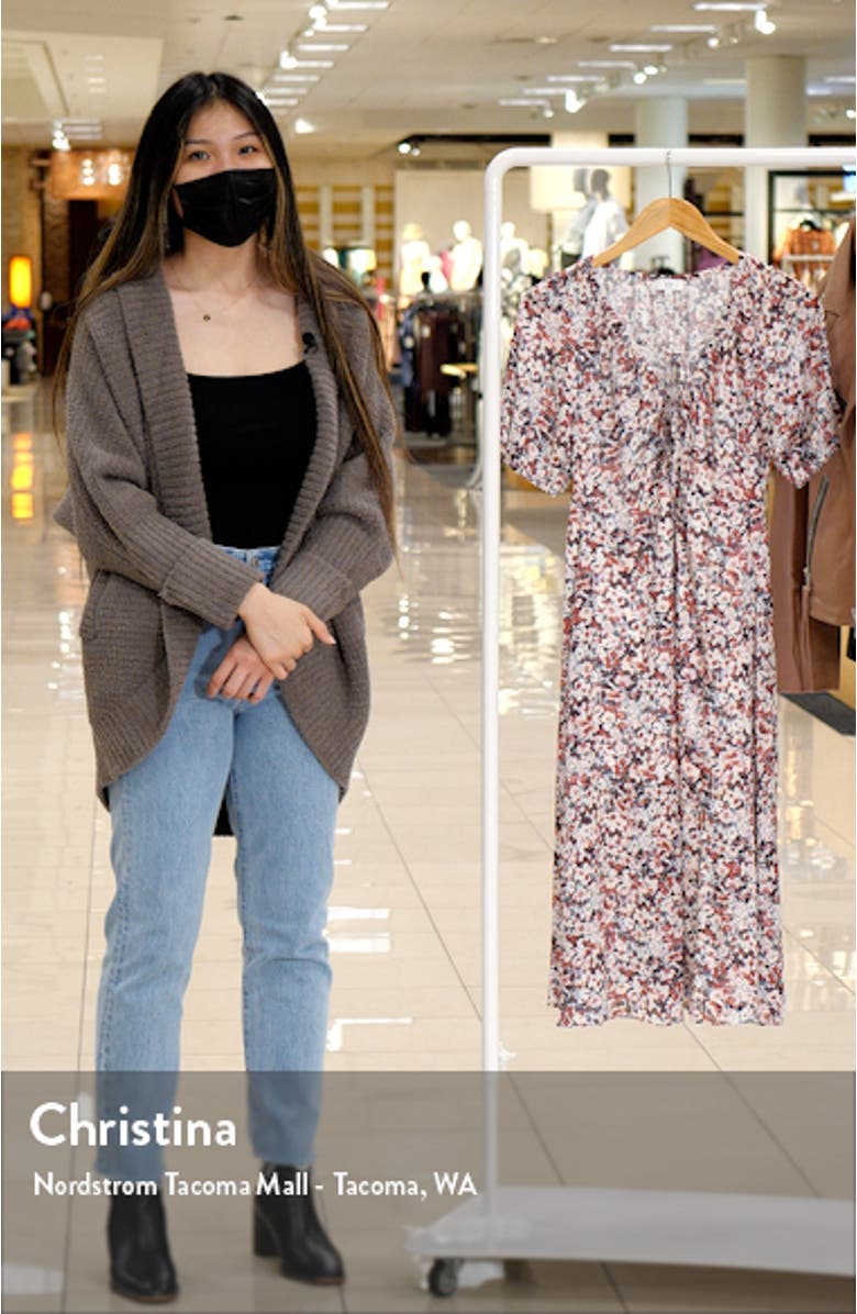 Floral Print Tie Front Midi Dress, sales video thumbnail