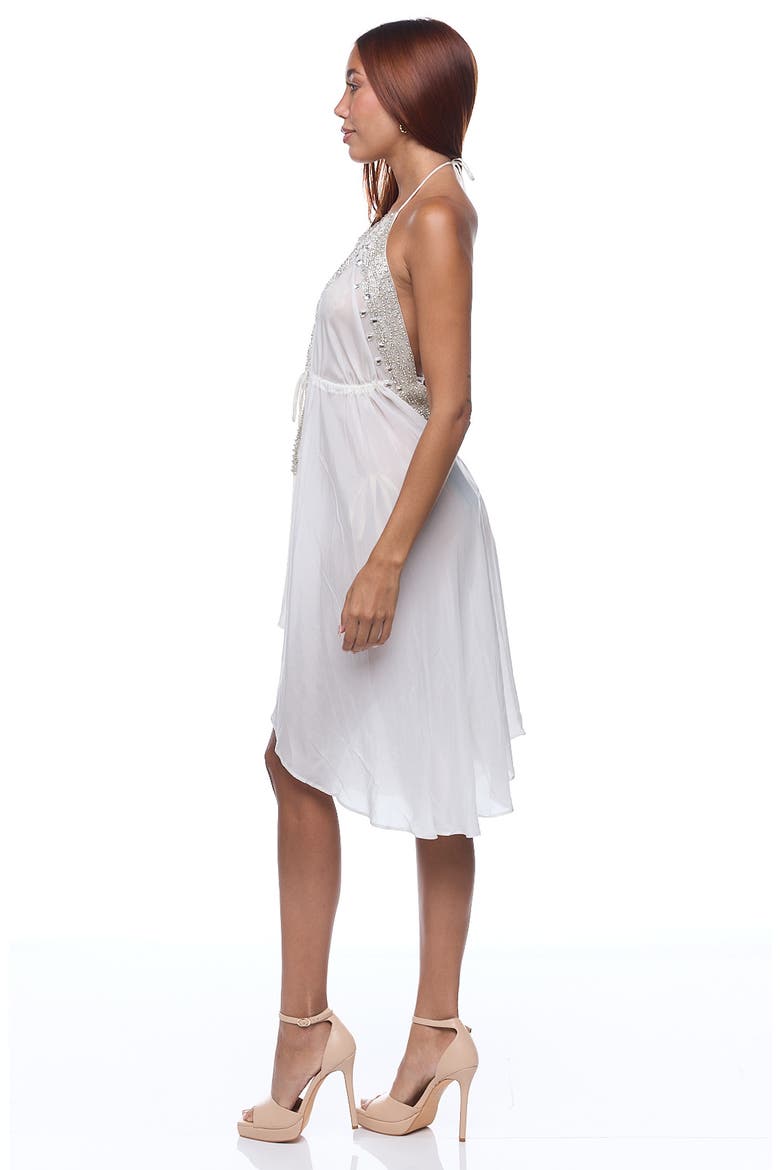 Embellished Halter Dress, Alternate, color, WHITE