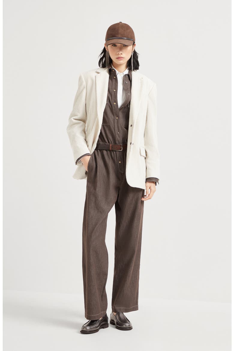 Lightweight no-fade denim jumpsuit, Alternate, color, Cocoa