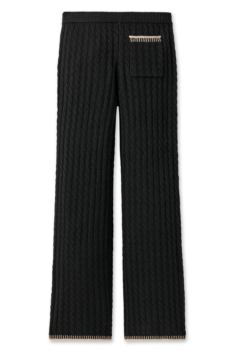 Rylynn Cable Knit Straight Leg Pants, Alternate, color, BLACK