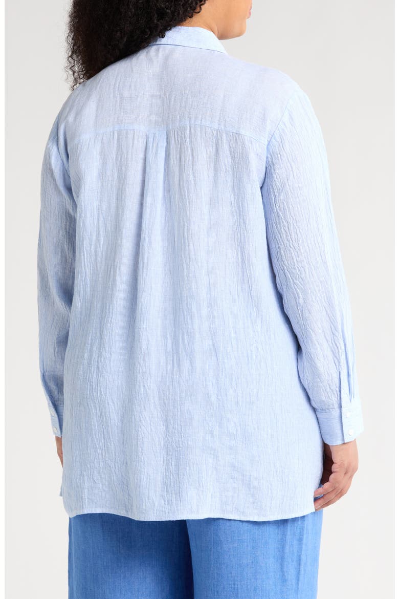 Classic Collar Organic Linen Long Button-Up Shirt, Alternate, color, ULTRAMARINE