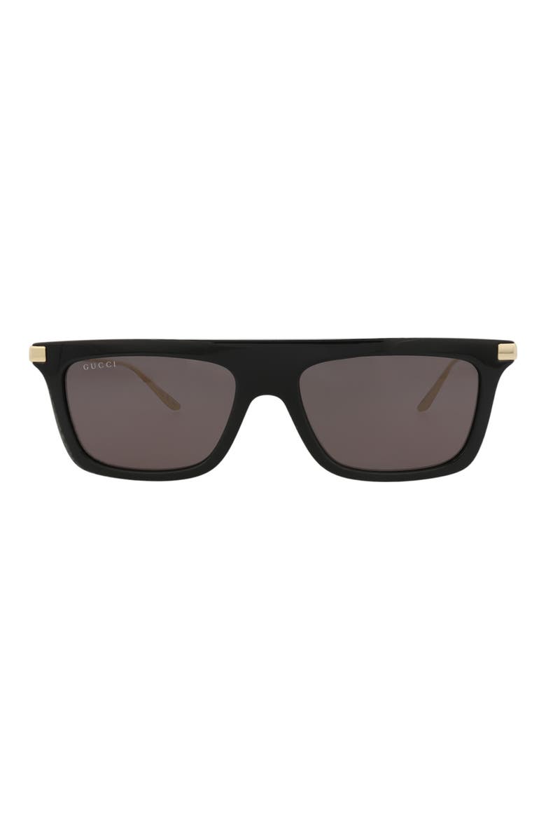 Novelty 55mm Rectangular Sunglasses, Main, color, BLACK GOLD GREY
