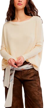 Free People Latte Blue Oversize Thermal Top