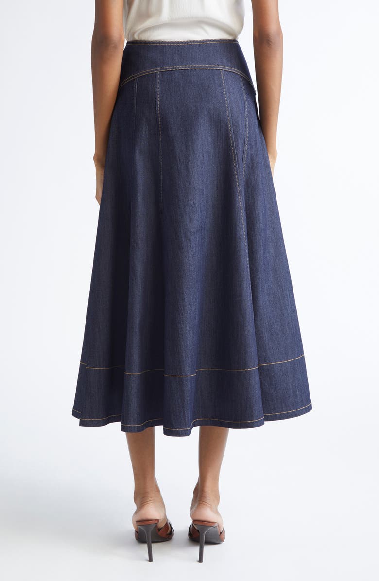 Cinq à Sept Briony Topstitch Detail Denim Skirt, Alternate, color, Indigo
