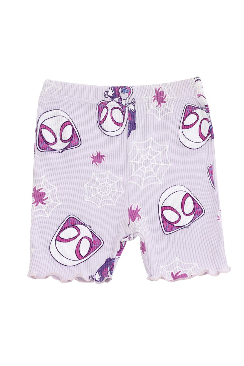 Ghost-Spider Spidey and His Amazing Friends Ribbed T-Shirt & Shorts Set, Alternate, color, Pale Purple, Ghost Spider